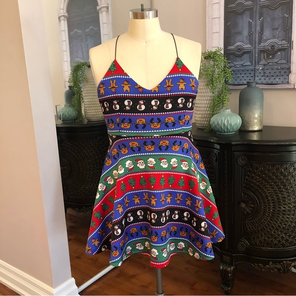 NWOT Christmas Dress size Small, zip up dress Elastic straps - Picture 1 of 7